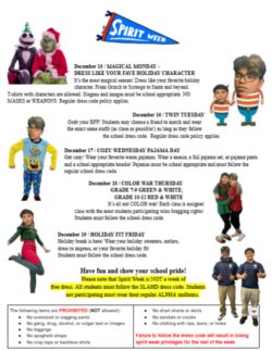 Spirit Week Flyer 12/15-12/19